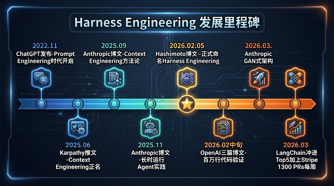 Harness Engineering 发展里程碑——从 2022 年 ChatGPT 到 2026 年完整工程学科
