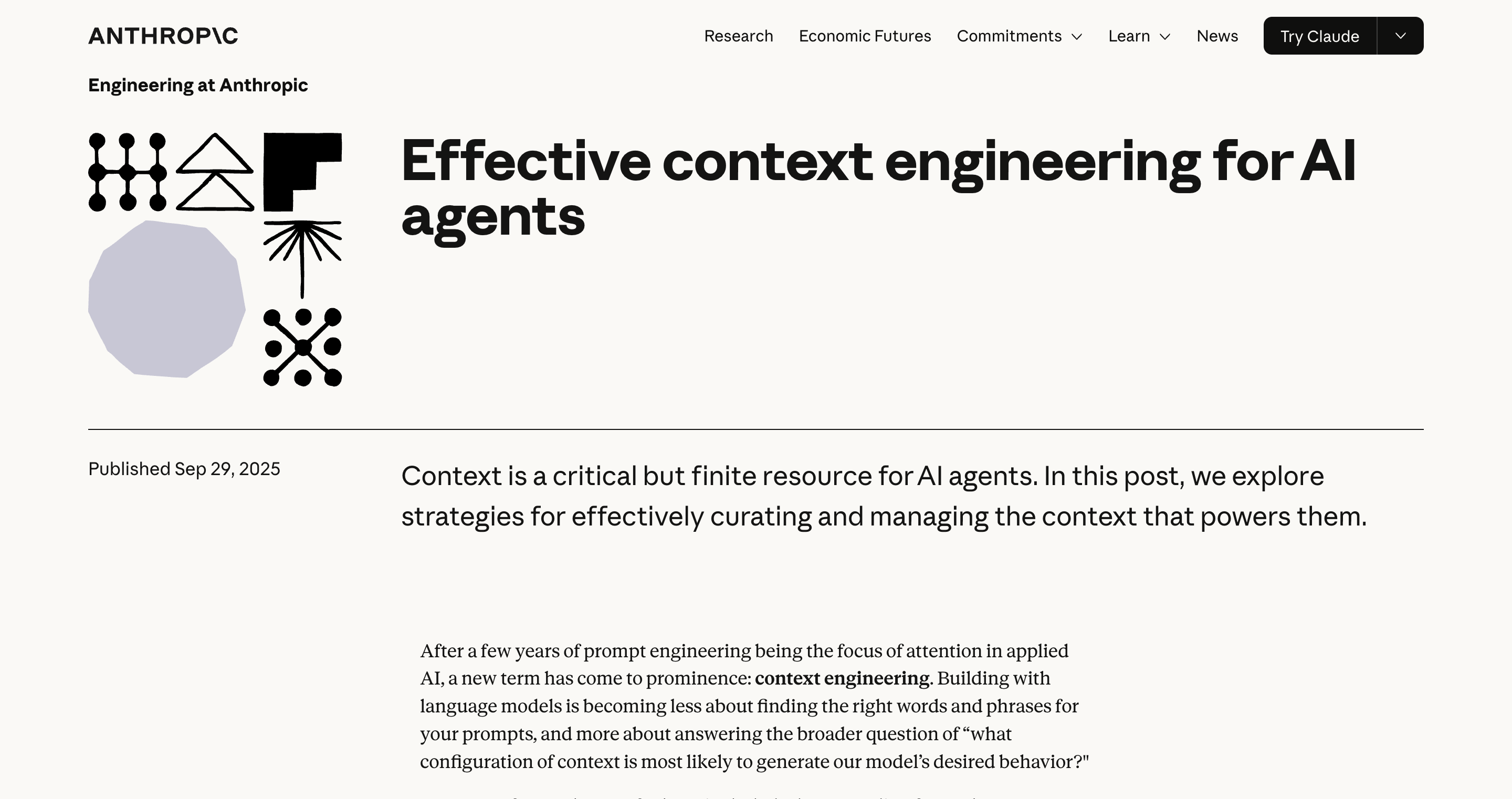 Anthropic 第一篇——Context Engineering 理论基础